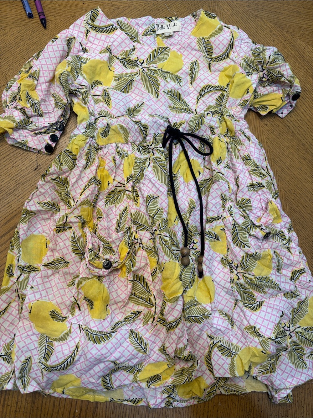 Girls' 3-4yrs Yellow Lemon-Print Casual Dress by Bells Moda
